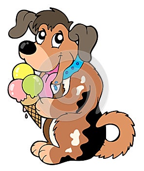 Cartoon dog eating ice cream photo