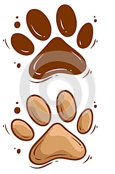Cartoon dog paw vector icon set