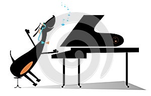 Cartoon dog a pianist illustration