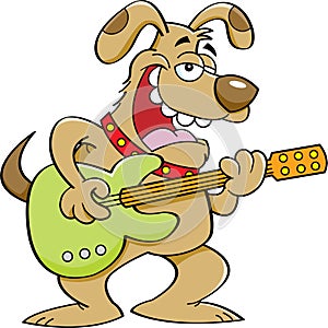 Cartoon dog playing a guitar