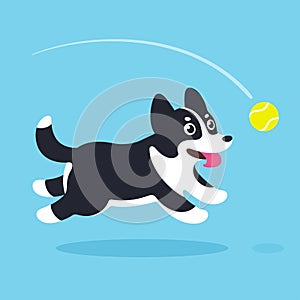 Cartoon dog running after ball