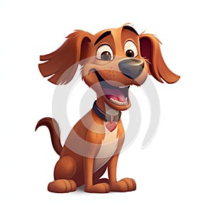 Cartoon Dog Smiling and Wagging its Tail on White Background. Generative ai