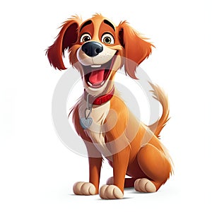Cartoon Dog Smiling and Wagging its Tail on White Background. Generative ai