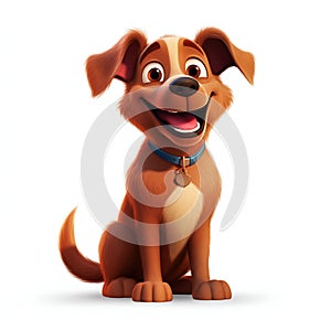 Cartoon Dog Smiling and Wagging its Tail on White Background. Generative ai