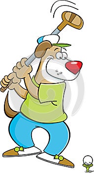 Cartoon dog swinging a golf club