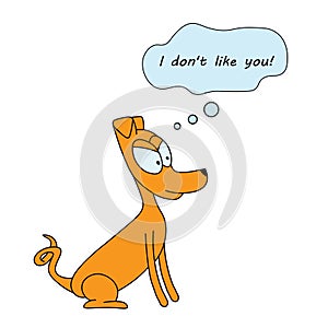 Cartoon dog thinks