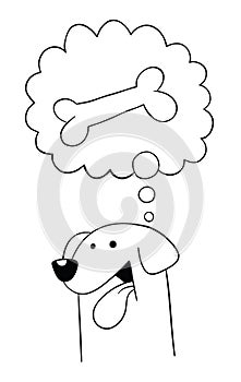 Cartoon dog wants bone, vector illustration