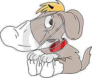 Cartoon dog wearing a protective mask against corona virus vector illustration