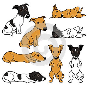 Cartoon doggy vector illustration set