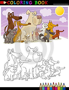 Cartoon Dogs for Coloring Book or Page