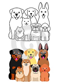 Cartoon dogs full body group set