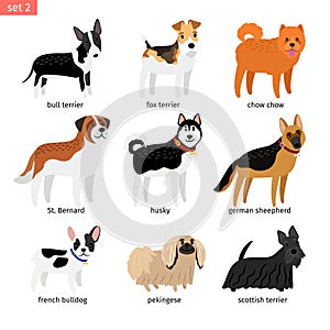 Cartoon dogs icons set