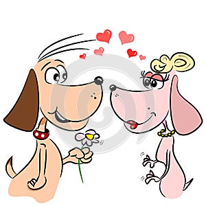 Cartoon dogs in love