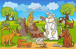 Cartoon dogs on the meadow