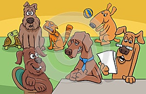 Cartoon dogs and pets comic characters group