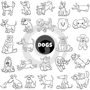 Cartoon dogs and puppies comic characters big set