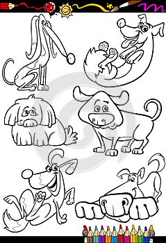 Cartoon dogs set for coloring book