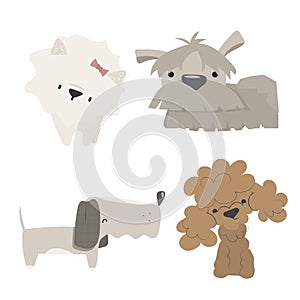Cartoon dogs set. Vector illustrations of dogs icons.