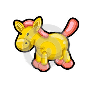 Cartoon Donkey , Horse ,Mule or hinny baloon shaped toy vector illustration icon