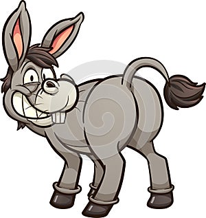 Cartoon donkey looking back and smiling