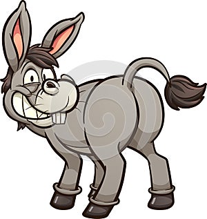 Cartoon donkey looking back and smiling photo