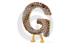 A cartoon donut alphabet letter g on white background,3D illustration.