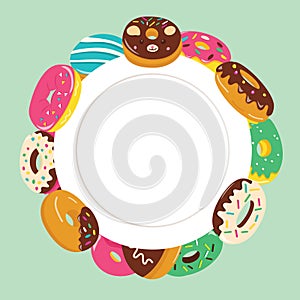 Cartoon Donuts Plate Copy Space Background