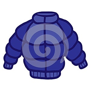 Cartoon doodle of a blue down jacket