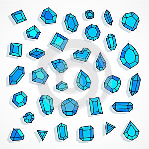Cartoon doodle blue gems vector background