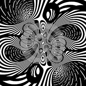 cartoon doodle creative black and white geometric pattern in cyclone style