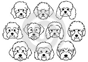 Cartoon doodle dogs faces line art bundle photo