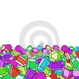 Cartoon doodle gems vector background