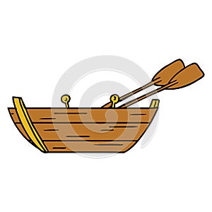 cartoon doodle of a wooden boat