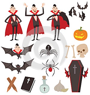 Cartoon Dracula vector symbols icons