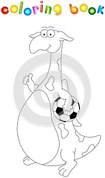 Cartoon dragon footballer. Coloring book