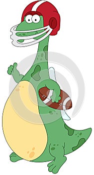 Cartoon dragon with a rugby ball