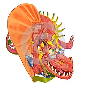 Cartoon dragon teacher