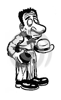 Cartoon drawing of a butler