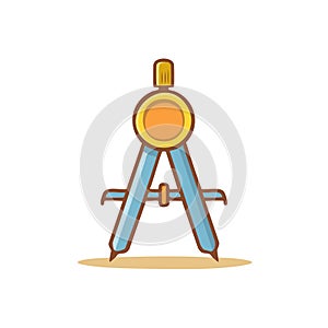 Cartoon drawing compass geometry and drafting tool illustration