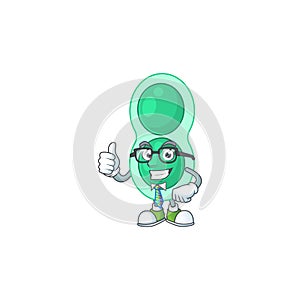 Cartoon drawing concept of green streptococcus pneumoniae as a successful businessman