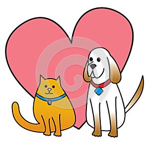 Dog and Cat With Heart photo