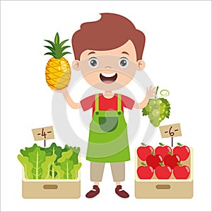 Cartoon Drawing Of A Greengrocer