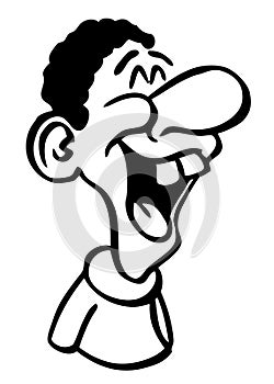 Cartoon drawing laughing man