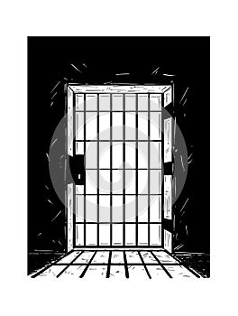 Cartoon Drawing of Prison Door Casting Shadow