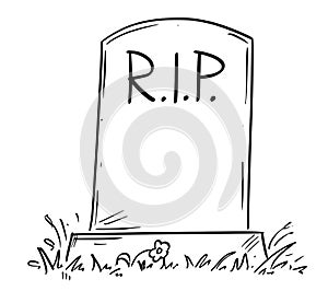 Cartoon Drawing of Tombstone With RIP or Rest in Peace Text