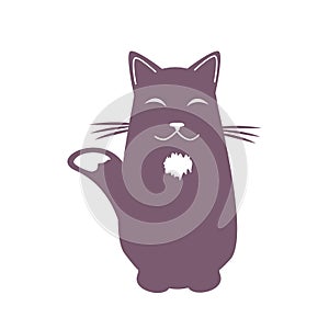 Cartoon dreaming cat . Funny cool character. Vector illustration.