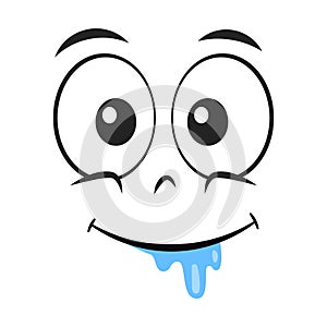 Cartoon drooling face. Usually shows desire for something. Vector