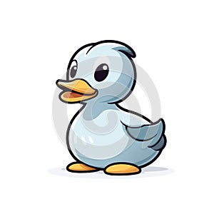 Cartoon Duck Icon Playful 2d Character Design In Light Blue