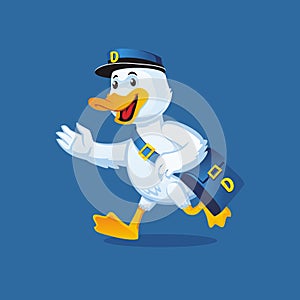 CARTOON DUCK POSTMAN DELIVERING LETTERS