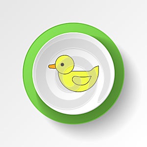 cartoon duck toy colored button icon. Signs and symbols can be used for web, logo, mobile app, UI, UX